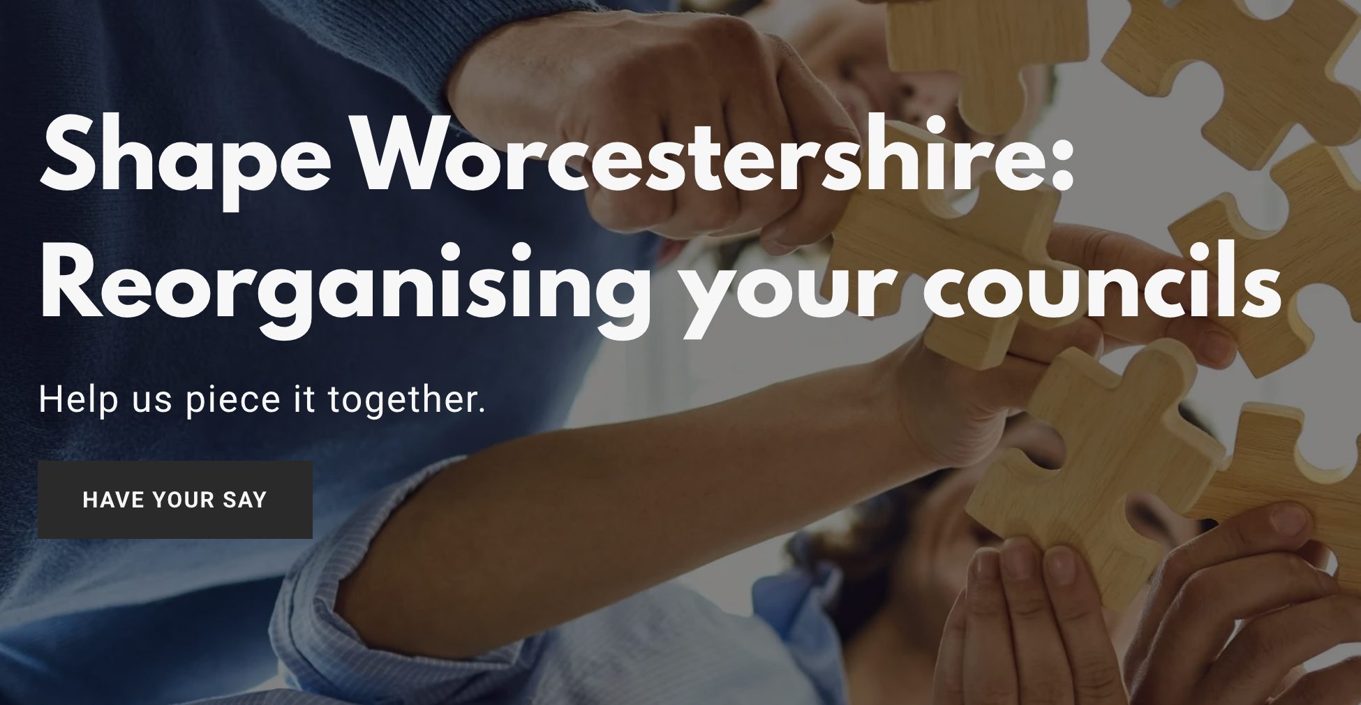 Screenshot from the Shape Worcestershire website - Shape Worcestershire: Reorganising your councils - have your say.